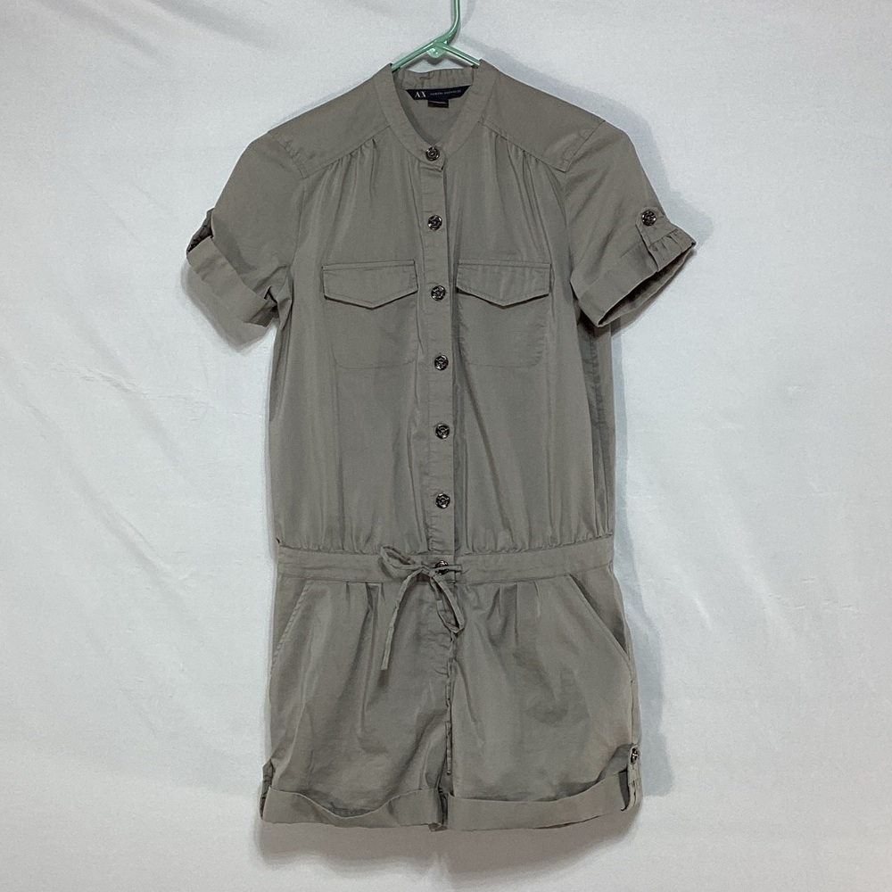 Armani Exchange Taupe Button-Up Romper size 2